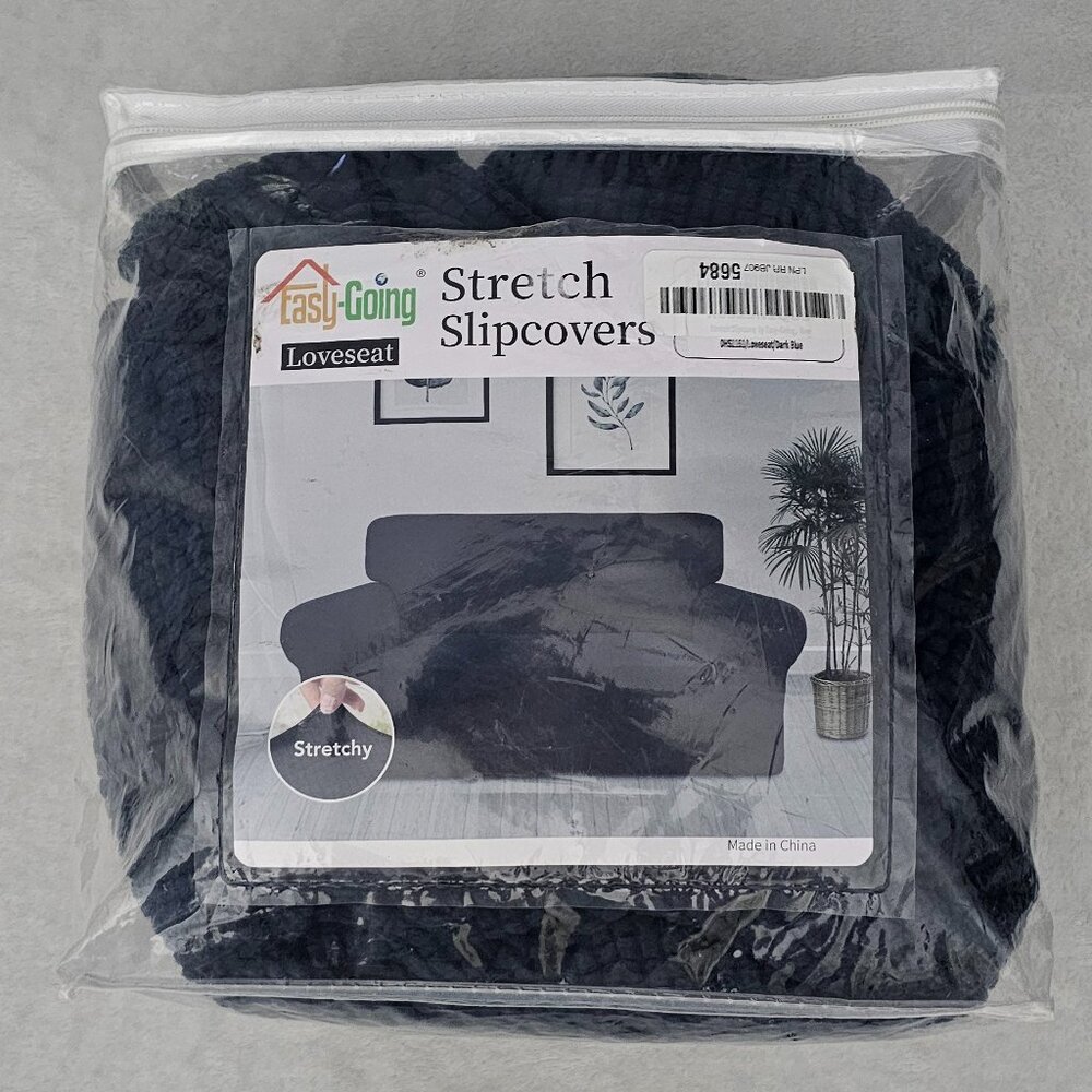 Easy-Going Stretch Loveseat Slipcover in dark blue